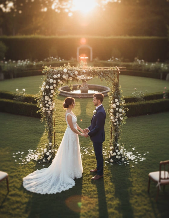 Un couple marié vue de drone