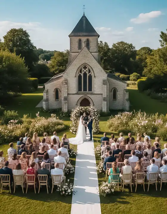 Mariage vue de drone