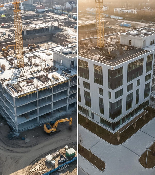 Vue drone de l'évolution d'un chantier